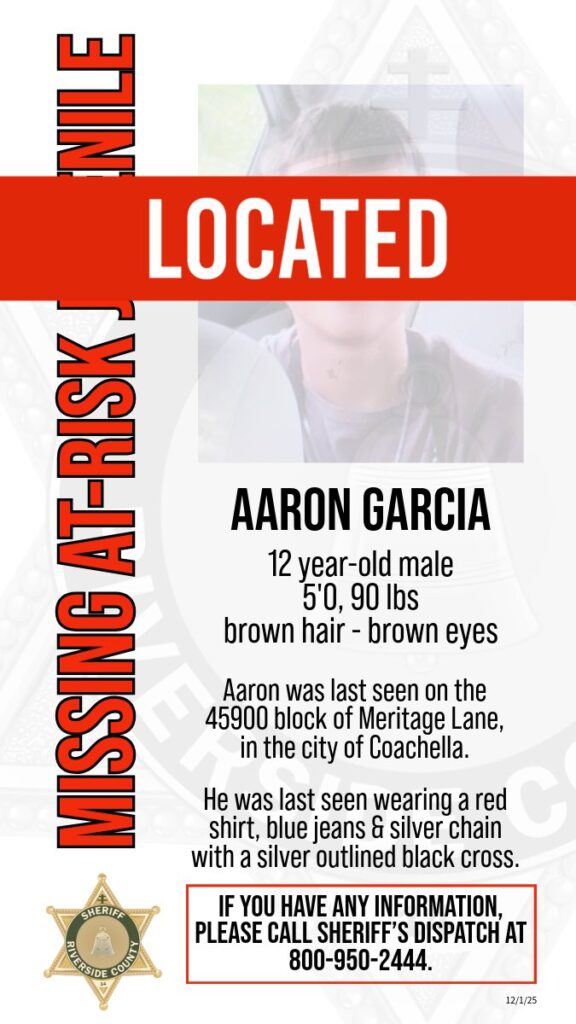 El Niño Desaparecido en Coachella, Aaron García, Regresa a Casa Sano